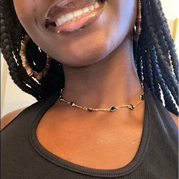 Handmade Emerald Green Silver Zircon Choker - Picture 4 of 5